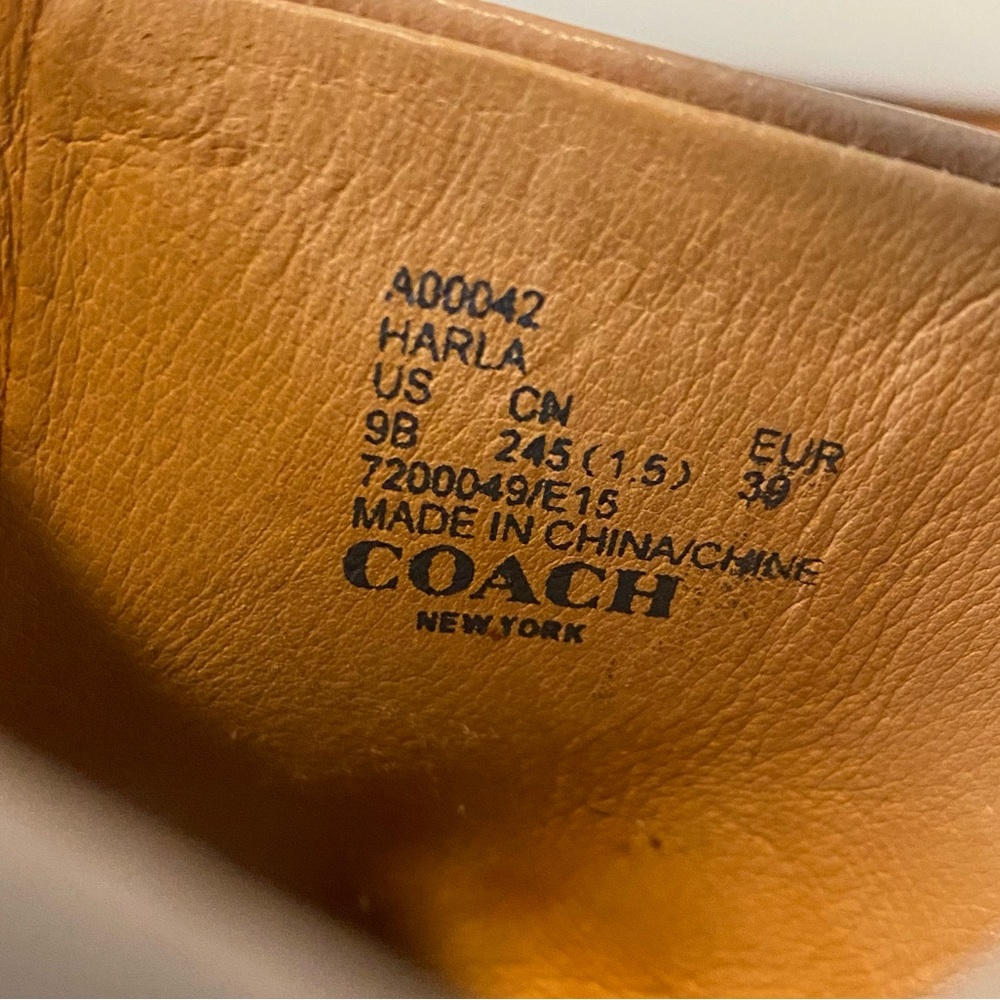 Coach • Harla Platform Wedge Leather Sandals w Beaded Trim - Picture 10 of 10